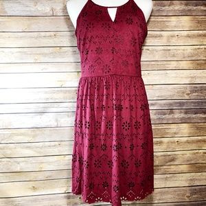 LC Lauren Conrad Burgundy Red Faux Suede Dress